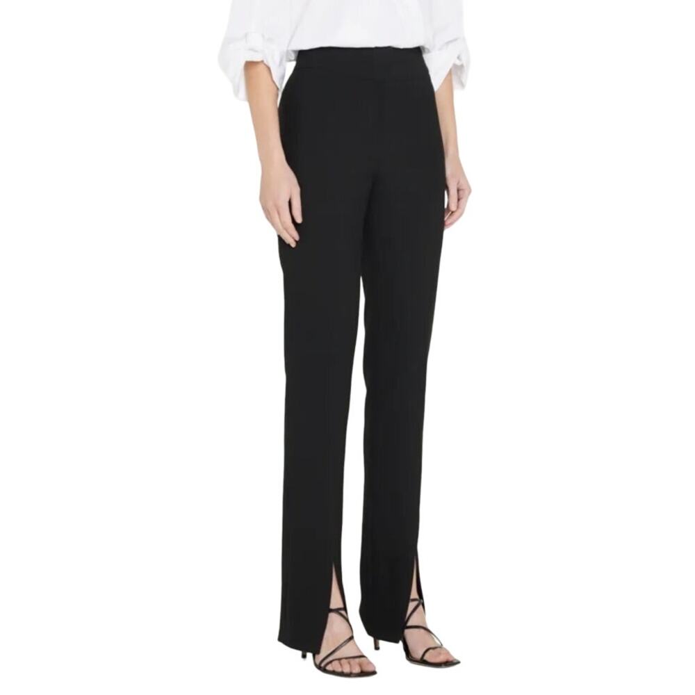Veronica Beard Paula Black High Waist Back Zip Slit Hem Slim Trouser Pants 00/XS